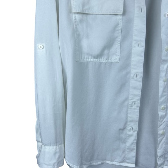 Aritzia Babaton Utility Button Up Shirt XS Drapey Twill QuietLuxury Preppy - Picture 9 of 16